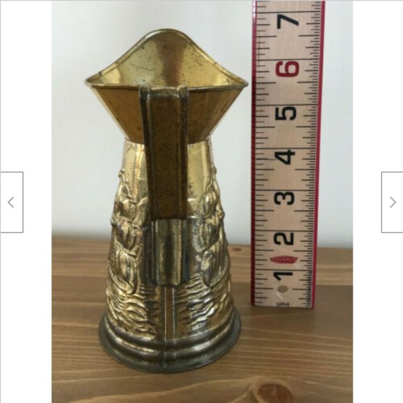 6" Peerage England Brass Pitcher w/ Embossed Nautical Ship Lighthouse Scene - Picture 5 of 8
